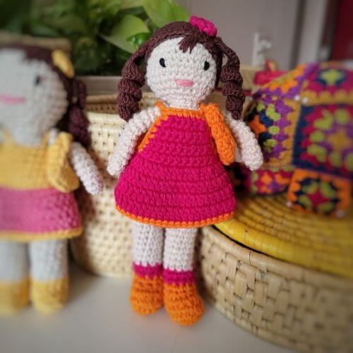 Crochet Summer Dress Small Doll-Multicolor