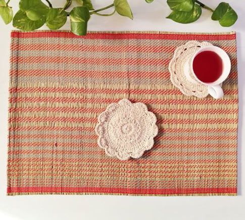 Madur Natural & Red Table Mat (Set of 6) Madur Natural & Red Table Mat (Set of 6)